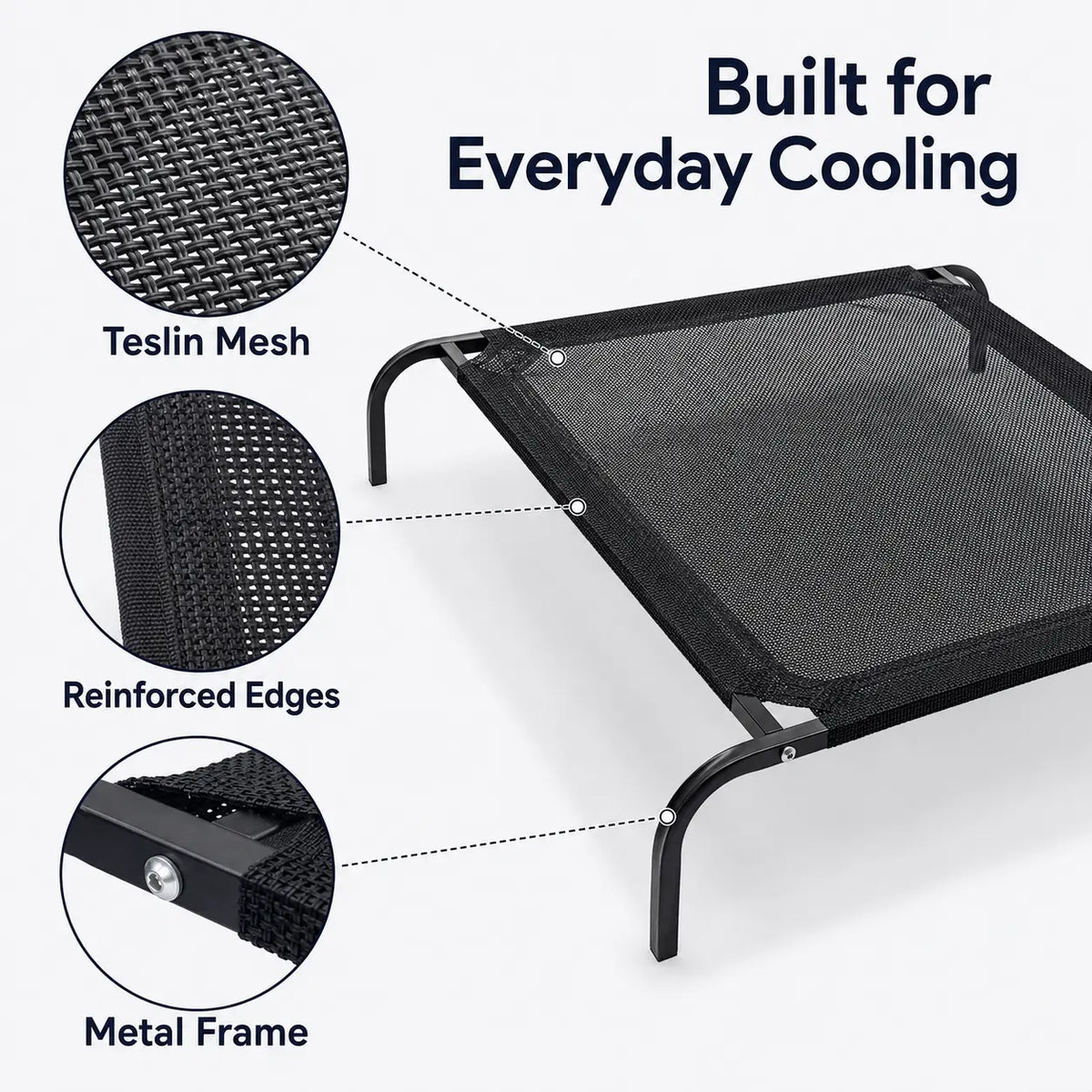 Elevated Cooling Dog Bed for Small to Medium Breeds - 36.2" L x 23.6" W x 5.9" H, Breathable Mesh Cot with Sturdy Metal Frame, Enhanced Airflow, Suitable for Indoor and Outdoor Use