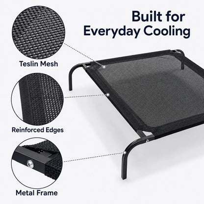 Elevated Cooling Dog Bed for Small to Medium Breeds - 36.2" L x 23.6" W x 5.9" H, Breathable Mesh Cot with Sturdy Metal Frame, Enhanced Airflow, Suitable for Indoor and Outdoor Use