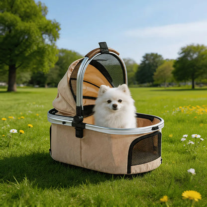 Made4Pets 3-in-1 Pet Stroller and Car Seat Combo with Smooth-Ride Design, Detachable Carrier, Rubber Wheels, and Anti-Shock Stabilizers, Accommodates Up to 50 lbs for Senior Dogs, Dimensions: 23.6"W x 10"D x 34.6"H