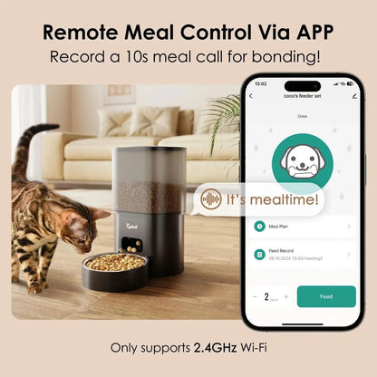 2-in-1 Automatic Cat Feeder and Water Dispenser with Programmable Scheduling, Voice Recording, and Dual Power Supply, Perfect for Cats