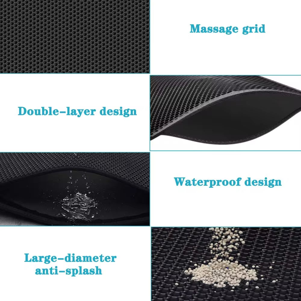 Waterproof Cat Litter Mat with Honeycomb Double Layer - Skidproof Soft EVA Design