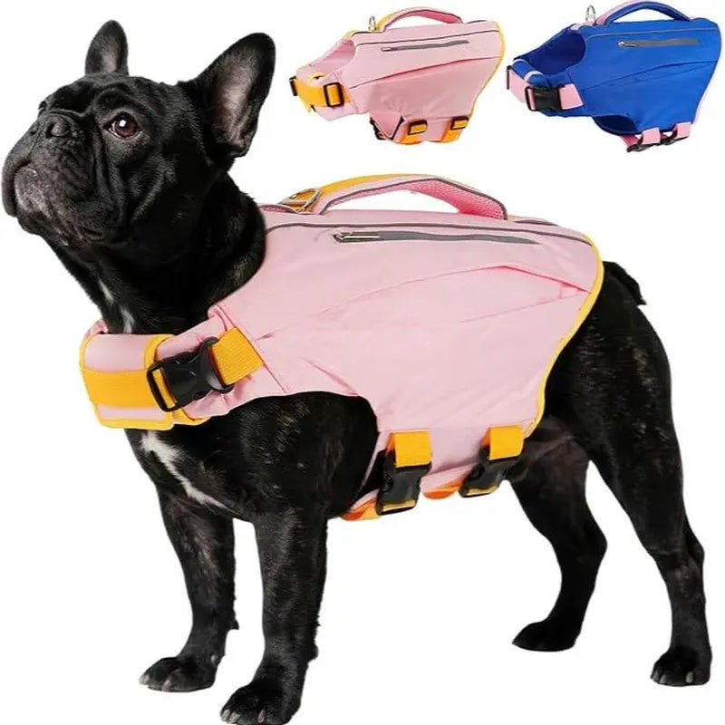 Kuoser High Buoyancy Dog Life Jacket with Reflective Accents - Adjustable Life Vest for Small, Medium, and Large Breeds - Lightweight Dog Life Preserver with Rescue Handle for Aquatic Activities
