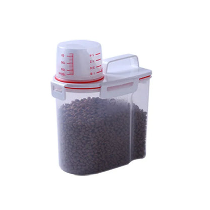 Pet Food Storage Container with Sealed Lid and Measuring Cup - Moisture-Proof Bucket for Dogs and Cats