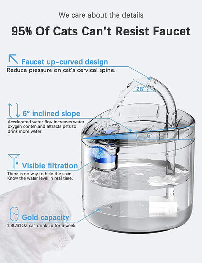 Cat Water Fountain and Dispenser for Pets