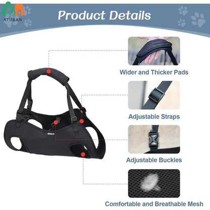 Adjustable Full Body Support Dog Lift Harness for Assisted Mobility and Rehabilitation
