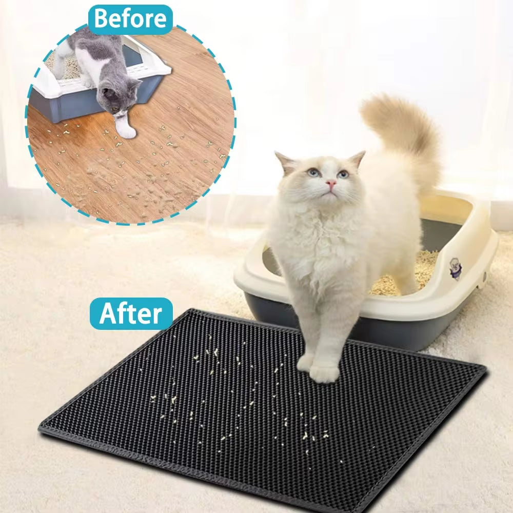 Waterproof Cat Litter Mat with Honeycomb Double Layer - Skidproof Soft EVA Design