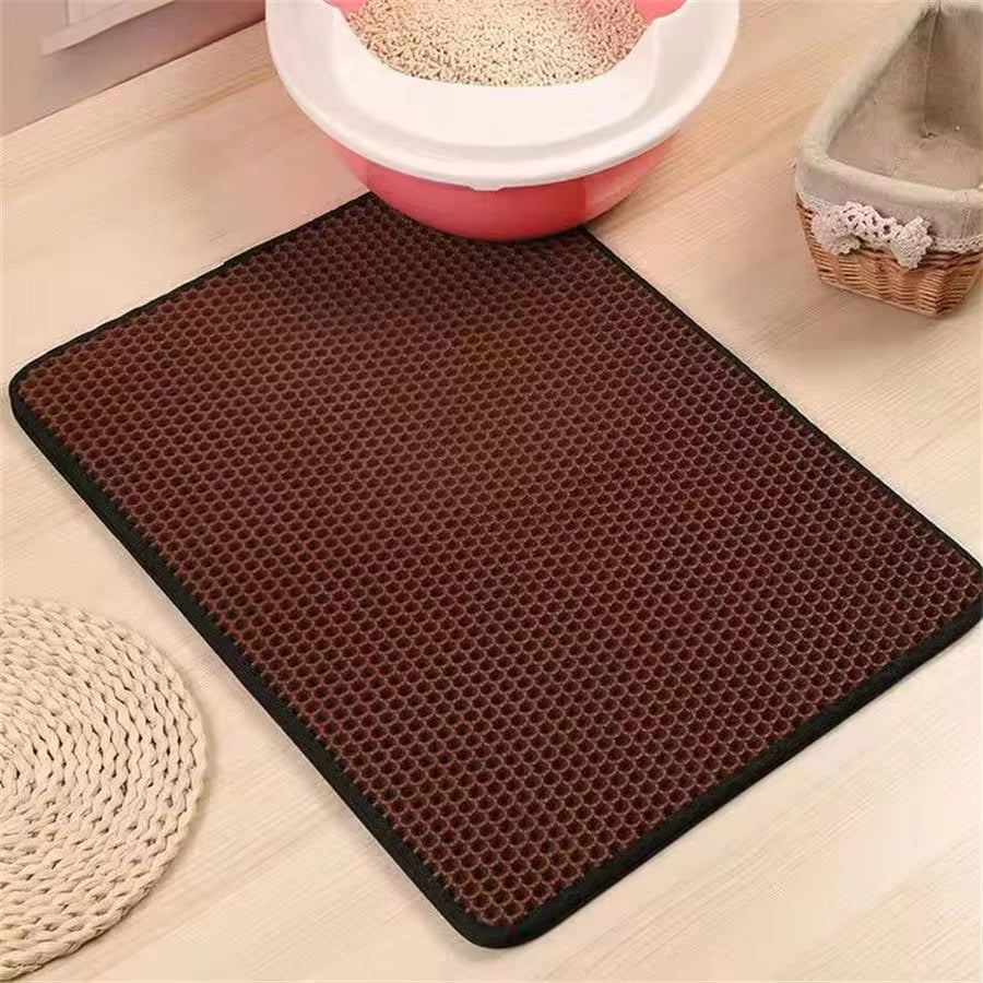 Waterproof Cat Litter Mat with Honeycomb Double Layer - Skidproof Soft EVA Design