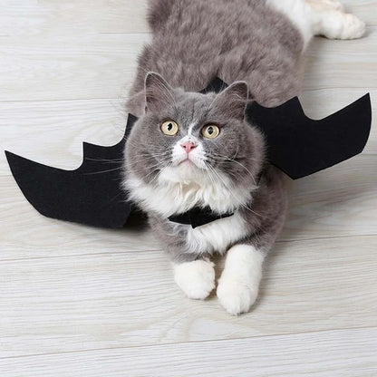 Halloween Themed Pet Costume with Black Bat Wings Harness for Cats and Dogs