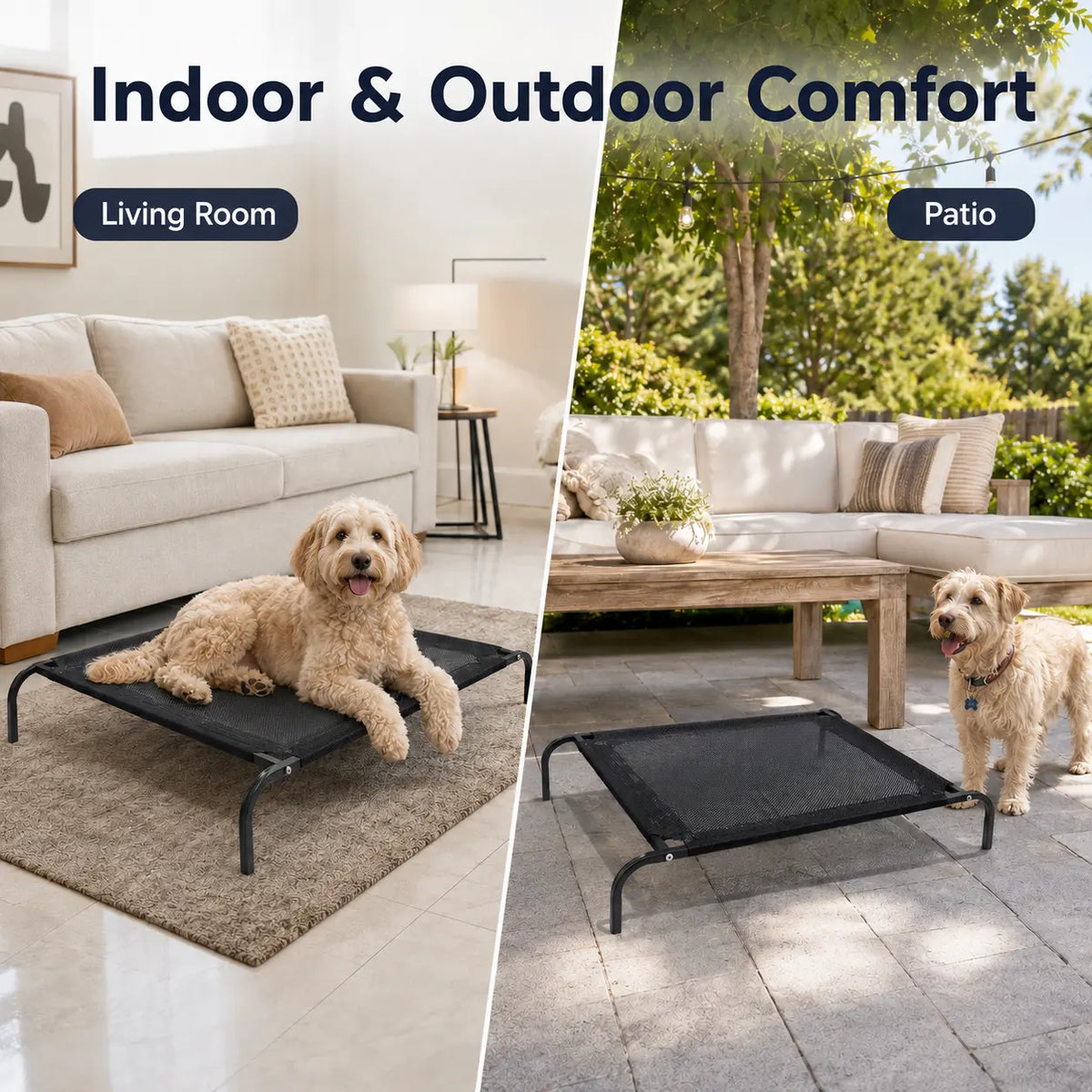 Elevated Cooling Dog Bed for Small to Medium Breeds - 36.2" L x 23.6" W x 5.9" H, Breathable Mesh Cot with Sturdy Metal Frame, Enhanced Airflow, Suitable for Indoor and Outdoor Use