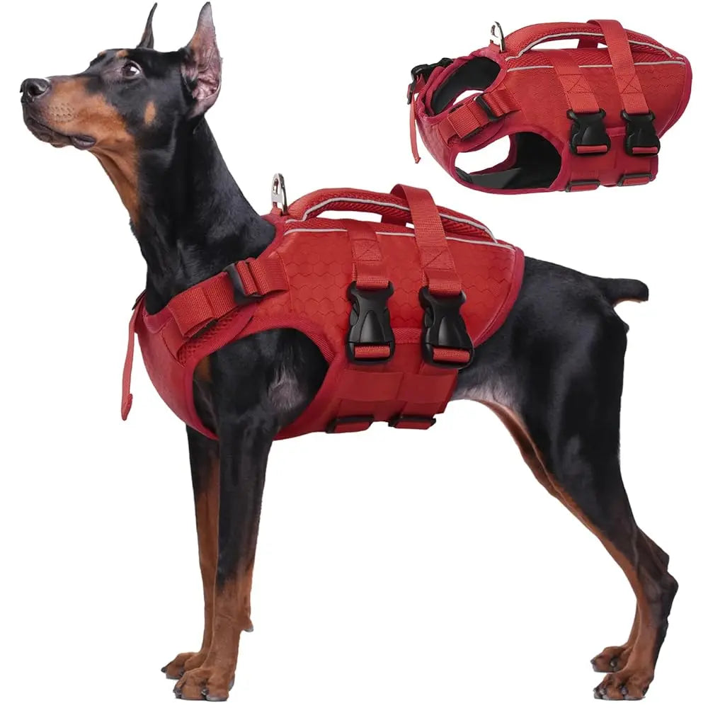 Kuoser High Buoyancy Dog Life Jacket with Reflective Accents - Adjustable Life Vest for Small, Medium, and Large Breeds - Lightweight Dog Life Preserver with Rescue Handle for Aquatic Activities