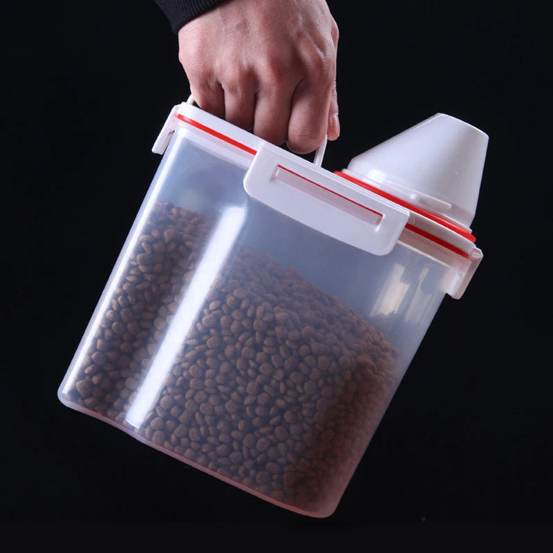 Pet Food Storage Container with Sealed Lid and Measuring Cup - Moisture-Proof Bucket for Dogs and Cats