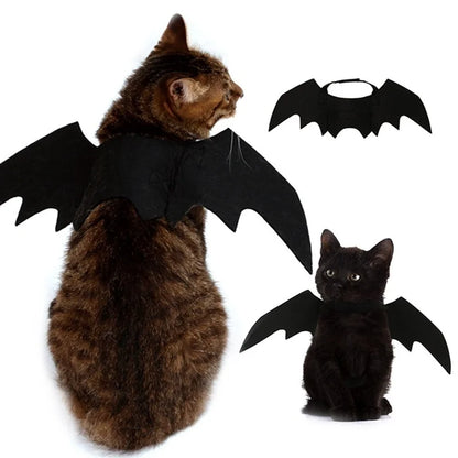 Halloween Themed Pet Costume with Black Bat Wings Harness for Cats and Dogs