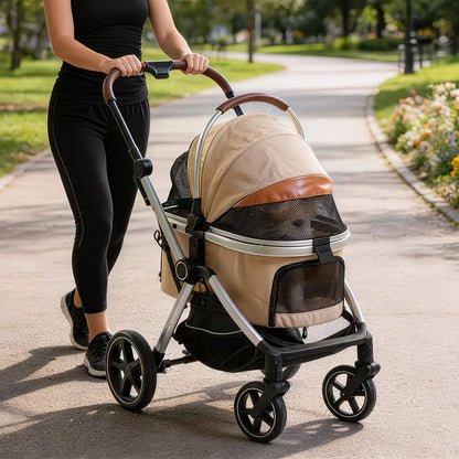 Made4Pets 3-in-1 Pet Stroller and Car Seat Combo with Smooth-Ride Design, Detachable Carrier, Rubber Wheels, and Anti-Shock Stabilizers, Accommodates Up to 50 lbs for Senior Dogs, Dimensions: 23.6"W x 10"D x 34.6"H