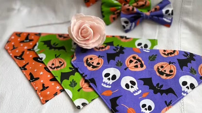 Handmade Charity Halloween Dog Bow and Bandana - Available in Multiple Sizes - Made in the UK