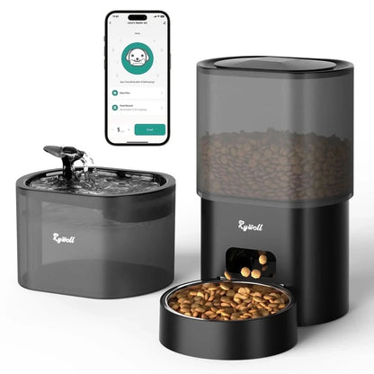 2-in-1 Automatic Cat Feeder and Water Dispenser with Programmable Scheduling, Voice Recording, and Dual Power Supply, Perfect for Cats
