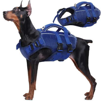 Kuoser High Buoyancy Dog Life Jacket with Reflective Accents - Adjustable Life Vest for Small, Medium, and Large Breeds - Lightweight Dog Life Preserver with Rescue Handle for Aquatic Activities