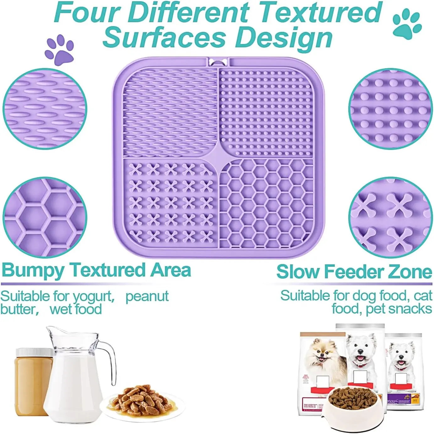 3-Pack Lick Mats for Dogs and Cats with Suction Cups - Anxiety Relief and Boredom Reduction Toys, Ideal for Bathing and Grooming with Peanut Butter Licking Pad