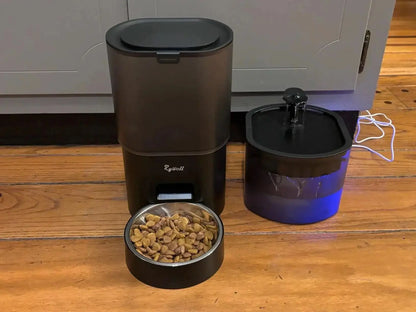 2-in-1 Automatic Cat Feeder and Water Dispenser with Programmable Scheduling, Voice Recording, and Dual Power Supply, Perfect for Cats