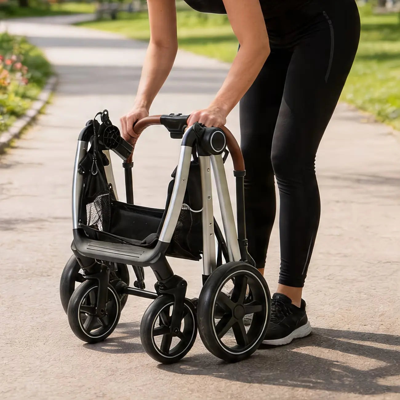 Made4Pets 3-in-1 Pet Stroller and Car Seat Combo with Smooth-Ride Design, Detachable Carrier, Rubber Wheels, and Anti-Shock Stabilizers, Accommodates Up to 50 lbs for Senior Dogs, Dimensions: 23.6"W x 10"D x 34.6"H