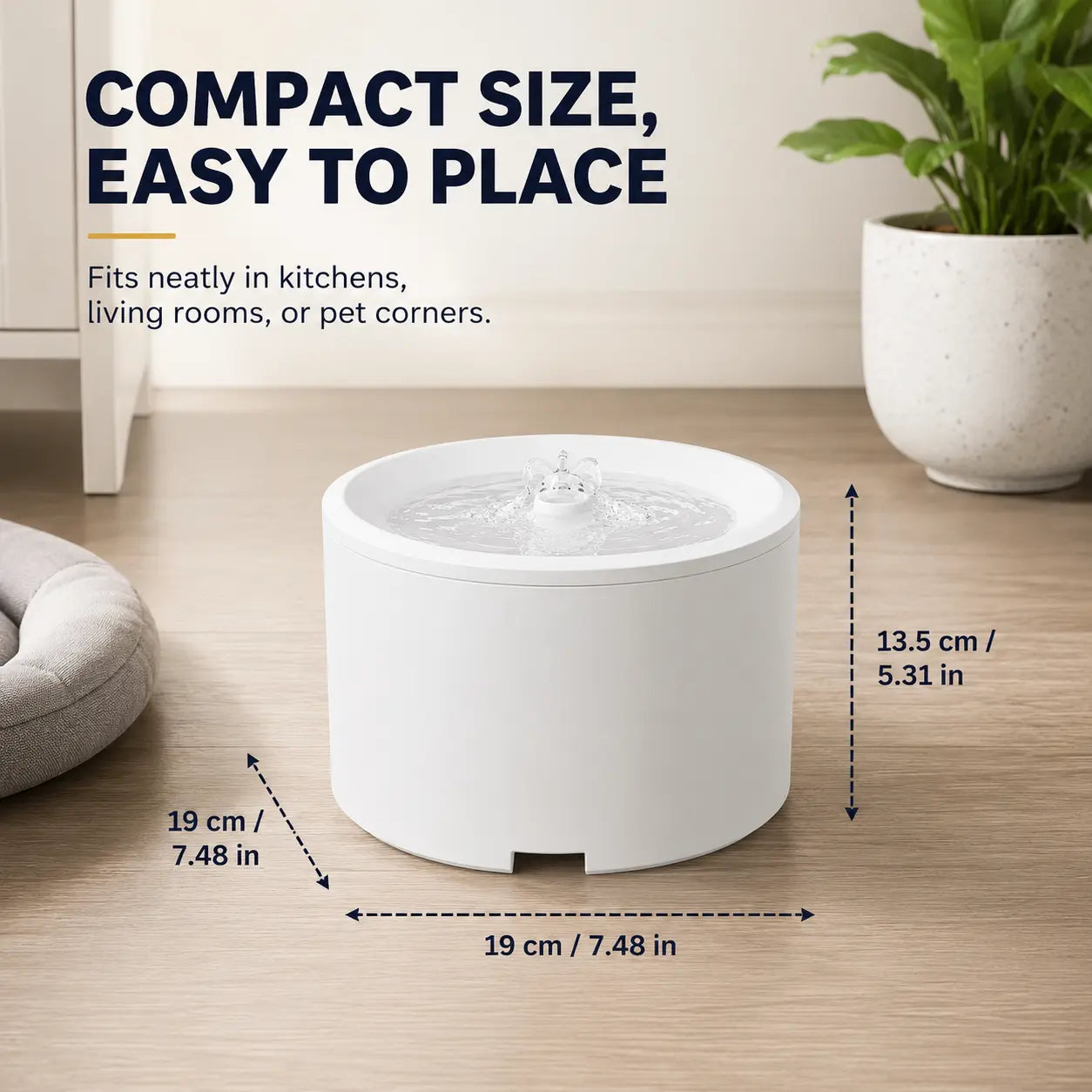 Fluffino 3L/101Oz Premium Cat Water Fountain with Silent USB Pump, Continuous Flow System, and Effortless Maintenance - White