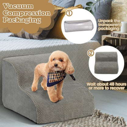2-Tier Pet Ramp with Washable Cover and High-Density Foam Construction