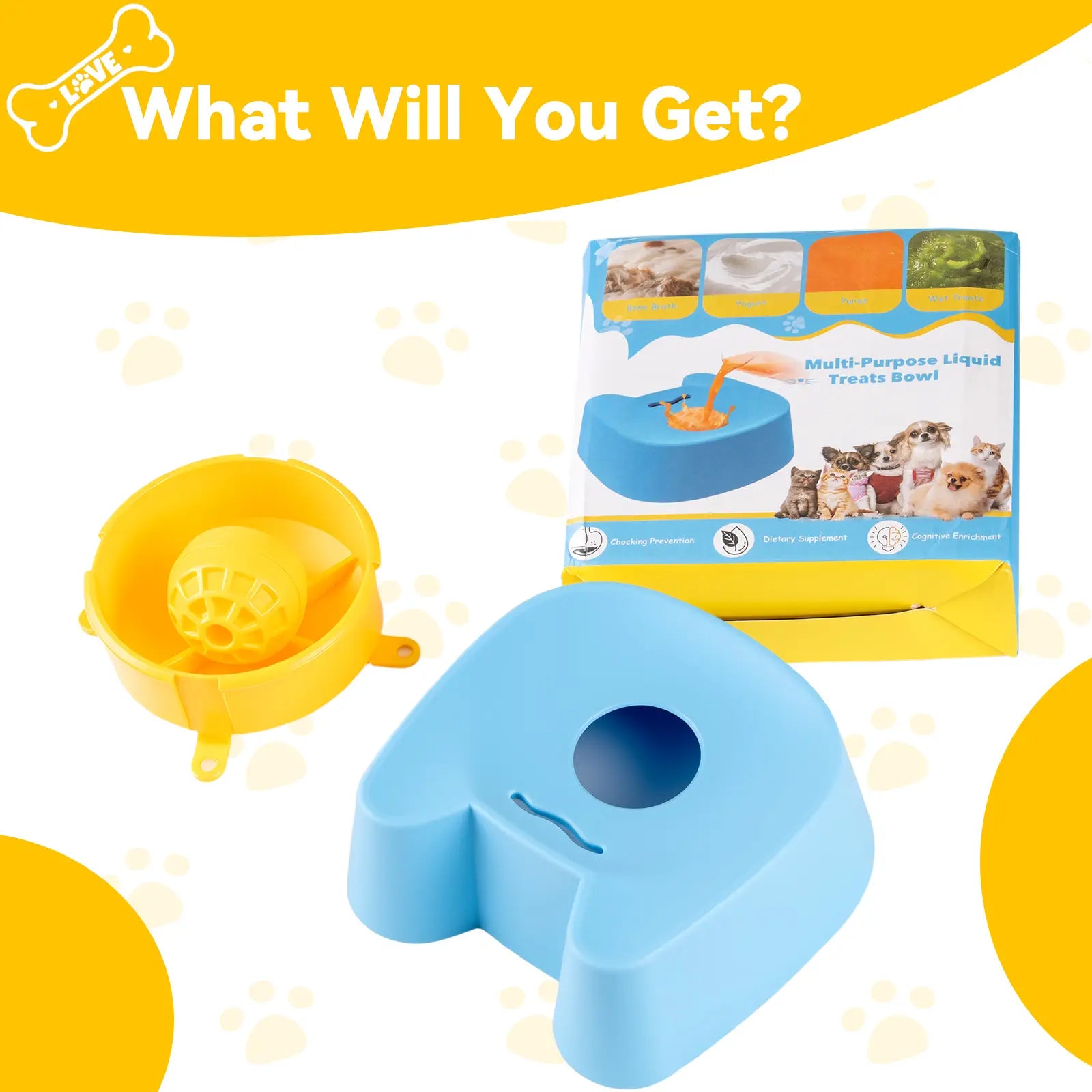 Silicone Non-Skid Interactive Slow Feeder Bowl for Dogs - 3/4 Cup Capacity for Wet Food, Bone Broth, and Yogurt, Promotes Anxiety Relief for Small to Large Dogs (Blue) - Mid-Year Sale