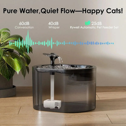 2-in-1 Automatic Cat Feeder and Water Dispenser with Programmable Scheduling, Voice Recording, and Dual Power Supply, Perfect for Cats
