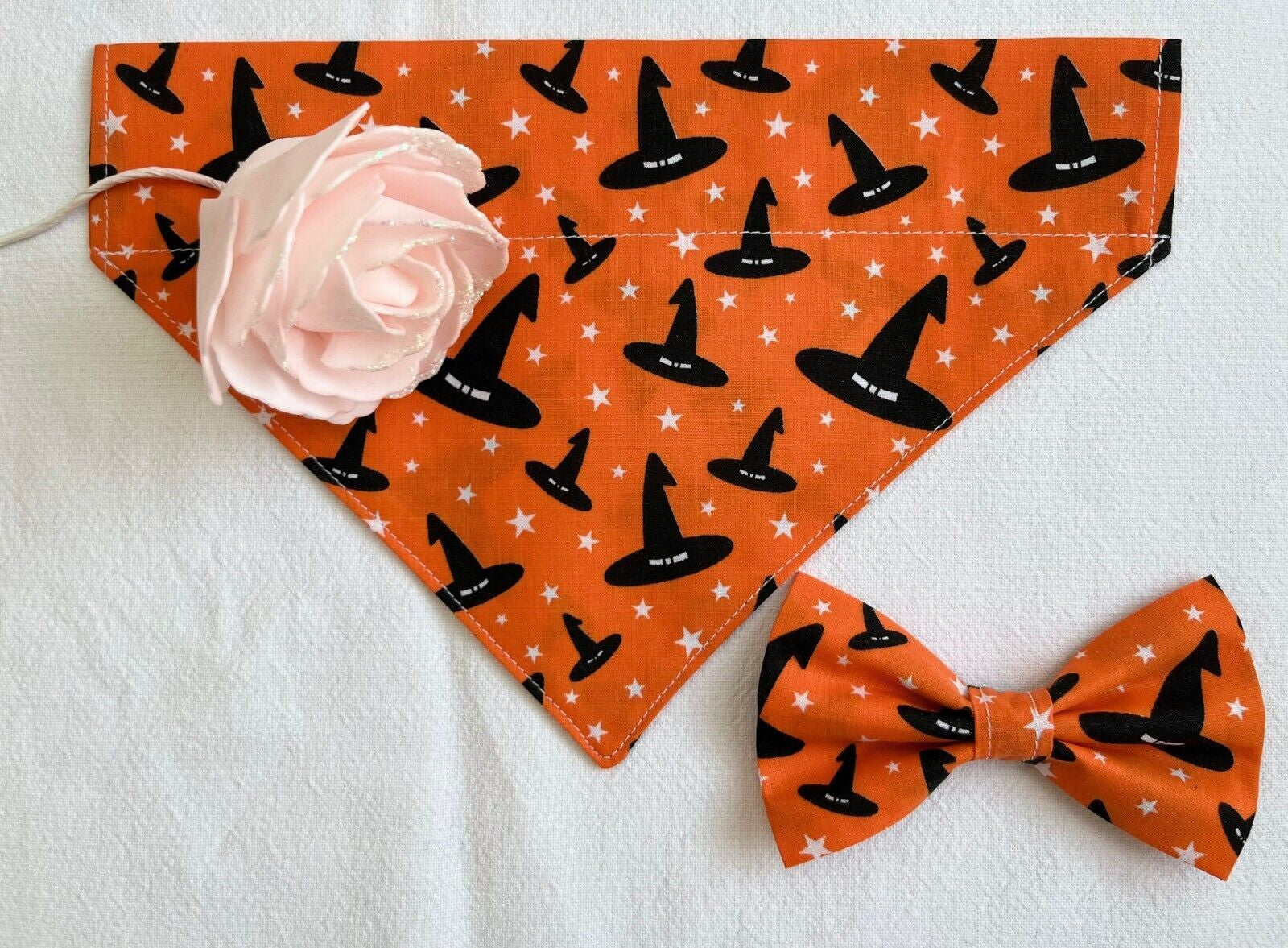 Handmade Charity Halloween Dog Bow and Bandana - Available in Multiple Sizes - Made in the UK