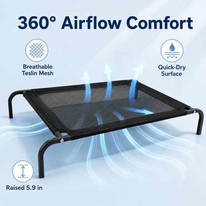 Elevated Cooling Dog Bed for Small to Medium Breeds - 36.2" L x 23.6" W x 5.9" H, Breathable Mesh Cot with Sturdy Metal Frame, Enhanced Airflow, Suitable for Indoor and Outdoor Use