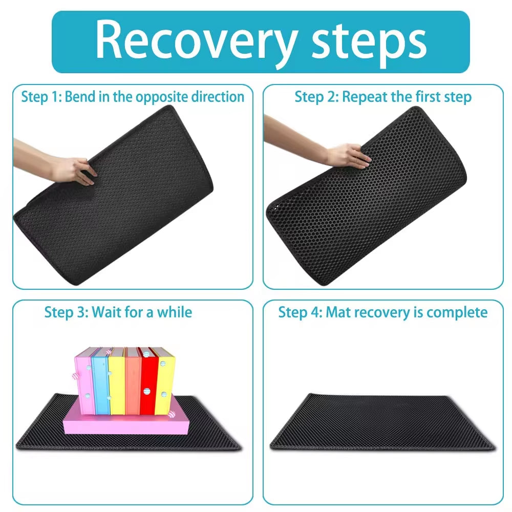 Waterproof Cat Litter Mat with Honeycomb Double Layer - Skidproof Soft EVA Design