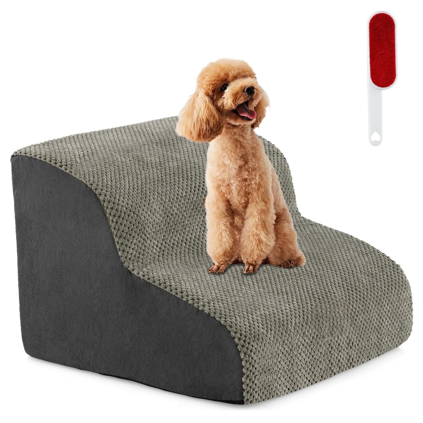 2-Tier Pet Ramp with Washable Cover and High-Density Foam Construction