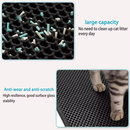 Waterproof Cat Litter Mat with Honeycomb Double Layer - Skidproof Soft EVA Design