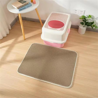 Waterproof Cat Litter Mat with Honeycomb Double Layer - Skidproof Soft EVA Design