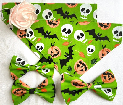 Handmade Charity Halloween Dog Bow and Bandana - Available in Multiple Sizes - Made in the UK