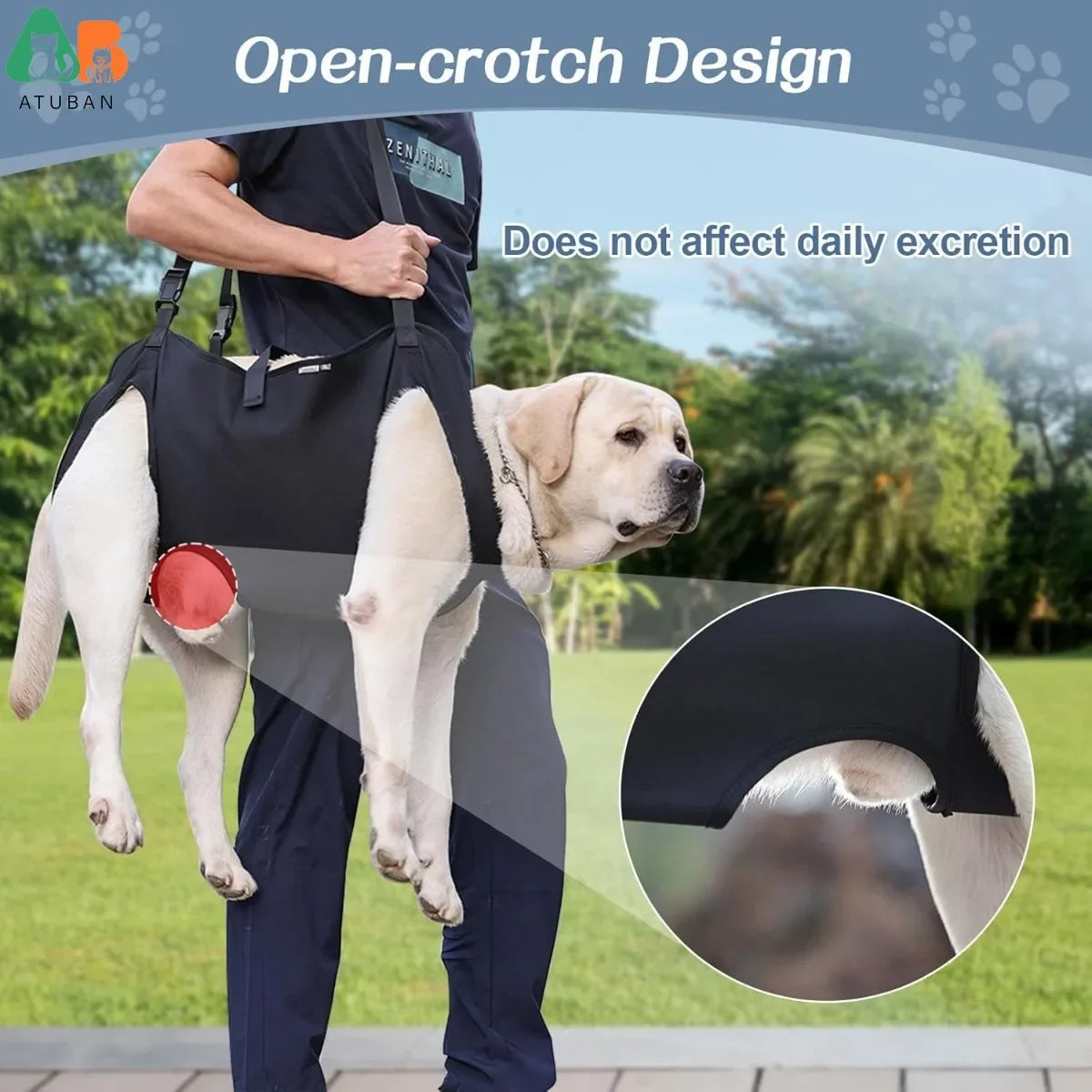 Adjustable Full Body Support Dog Lift Harness for Assisted Mobility and Rehabilitation