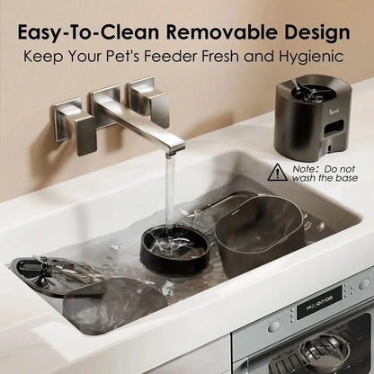 2-in-1 Automatic Cat Feeder and Water Dispenser with Programmable Scheduling, Voice Recording, and Dual Power Supply, Perfect for Cats