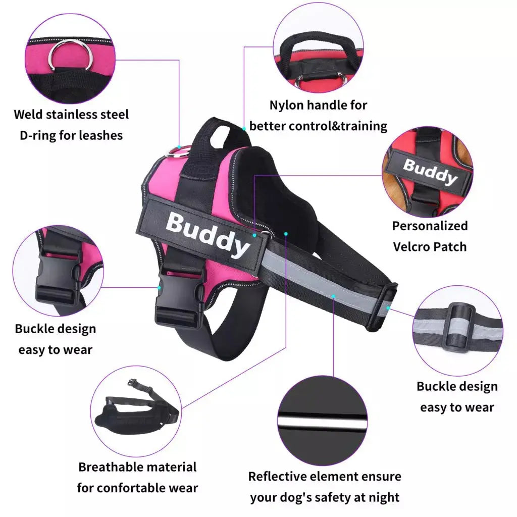 Pawstoclaws Customizable Reflective Adjustable No-Pull Dog Harness