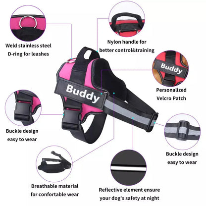 Pawstoclaws Customizable Reflective Adjustable No-Pull Dog Harness
