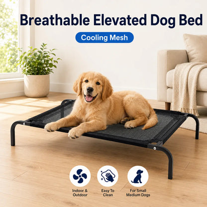 Elevated Cooling Dog Bed for Small to Medium Breeds - 36.2" L x 23.6" W x 5.9" H, Breathable Mesh Cot with Sturdy Metal Frame, Enhanced Airflow, Suitable for Indoor and Outdoor Use