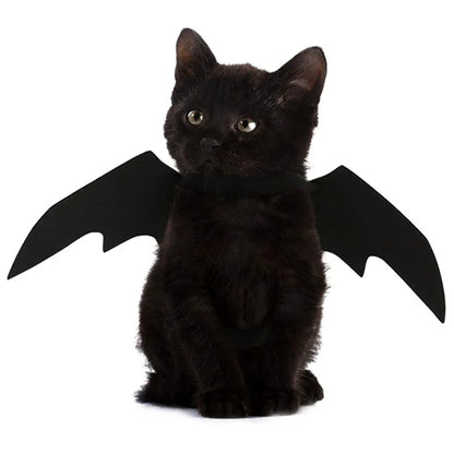 Halloween Themed Pet Costume with Black Bat Wings Harness for Cats and Dogs