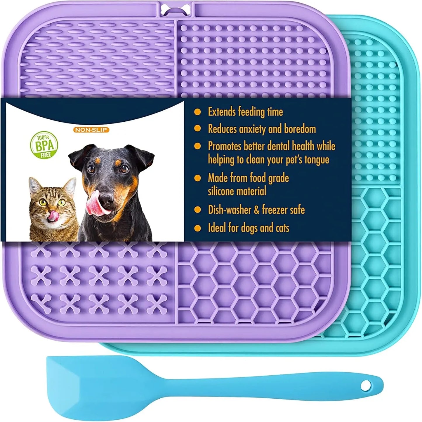 3-Pack Lick Mats for Dogs and Cats with Suction Cups - Anxiety Relief and Boredom Reduction Toys, Ideal for Bathing and Grooming with Peanut Butter Licking Pad