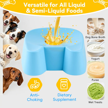 Silicone Non-Skid Interactive Slow Feeder Bowl for Dogs - 3/4 Cup Capacity for Wet Food, Bone Broth, and Yogurt, Promotes Anxiety Relief for Small to Large Dogs (Blue) - Mid-Year Sale