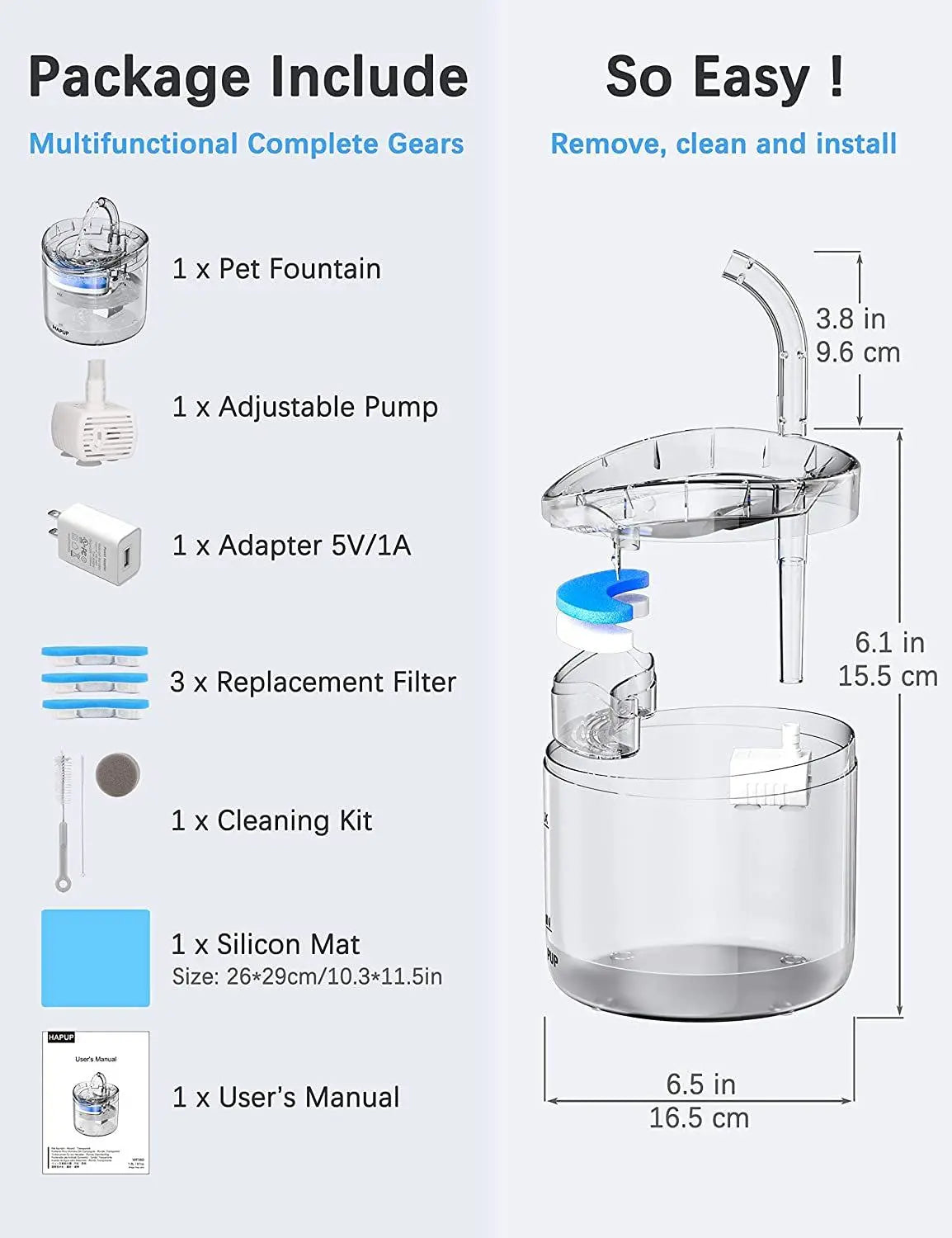 Cat Water Fountain and Dispenser for Pets