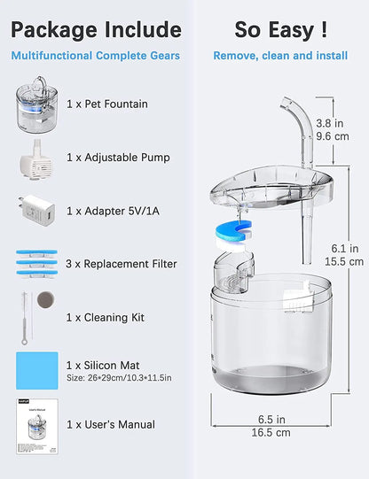 Cat Water Fountain and Dispenser for Pets