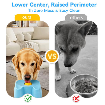 Silicone Non-Skid Interactive Slow Feeder Bowl for Dogs - 3/4 Cup Capacity for Wet Food, Bone Broth, and Yogurt, Promotes Anxiety Relief for Small to Large Dogs (Blue) - Mid-Year Sale