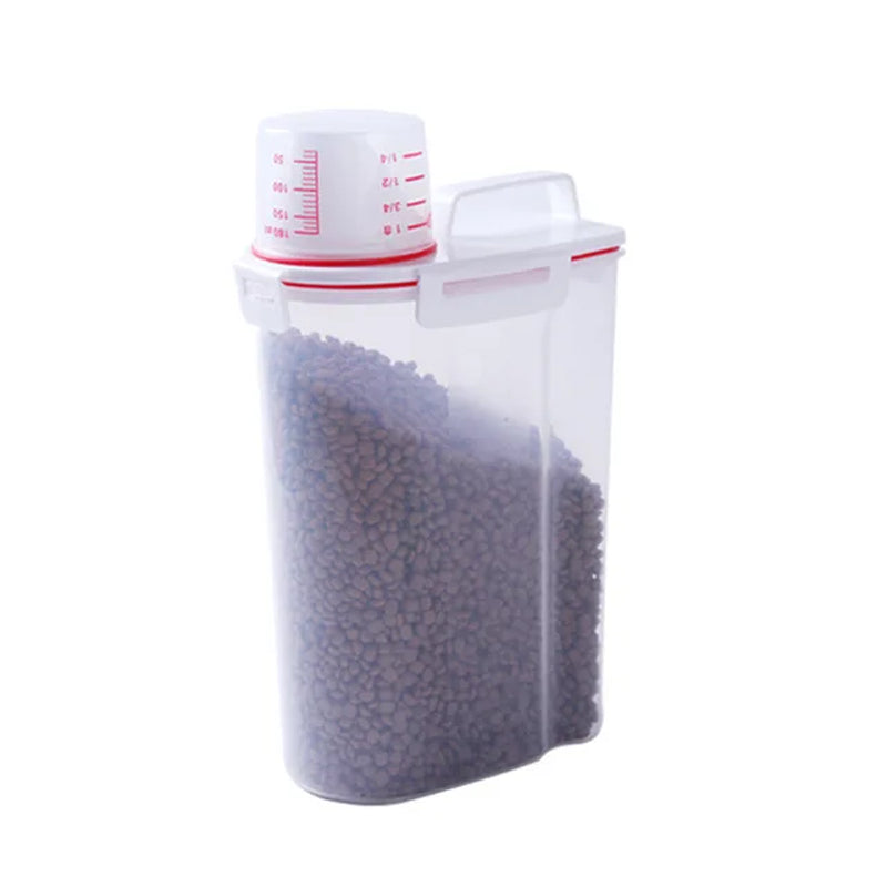 Pet Food Storage Container with Sealed Lid and Measuring Cup - Moisture-Proof Bucket for Dogs and Cats